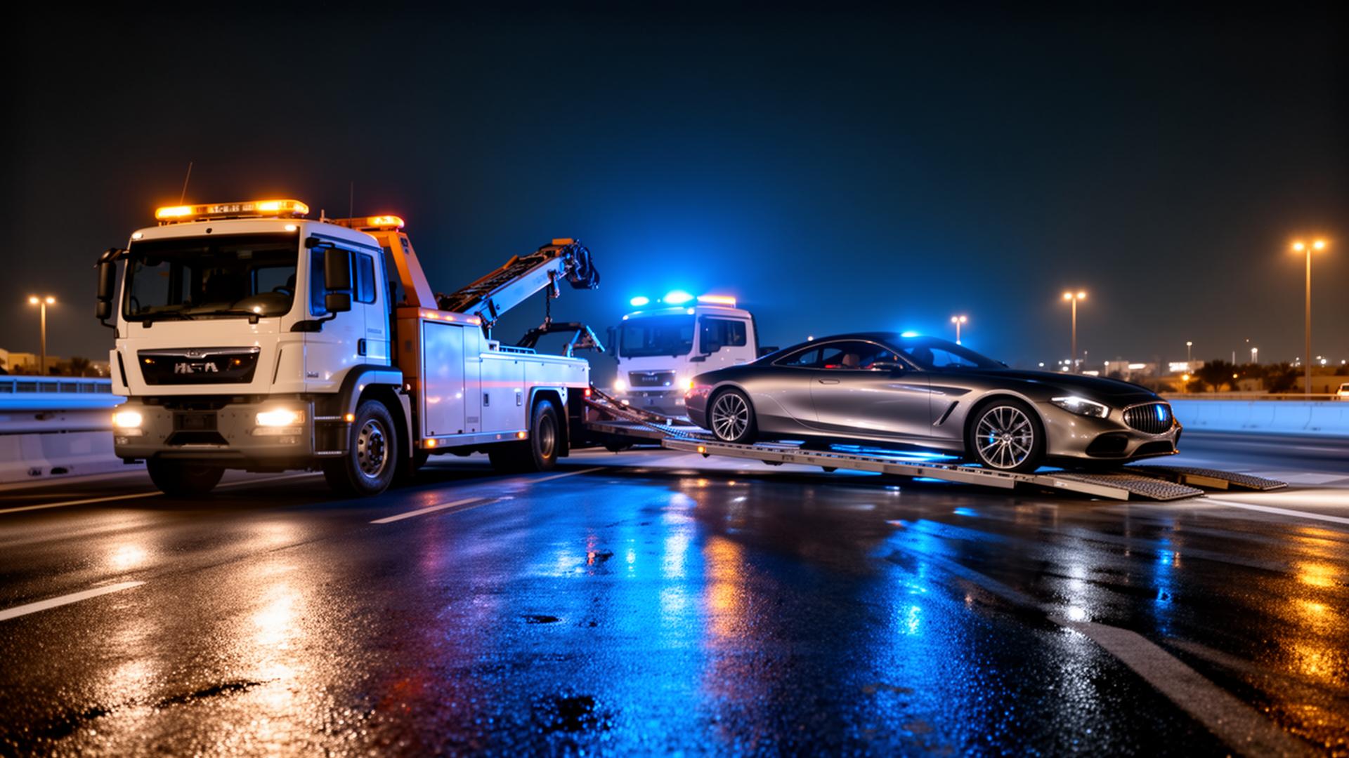 Night recovery operation UAE highway
